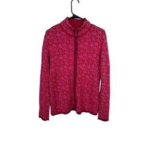 Inca Fashions Red Full Zip Mock Neck Sweater Alpaca Silk Womens